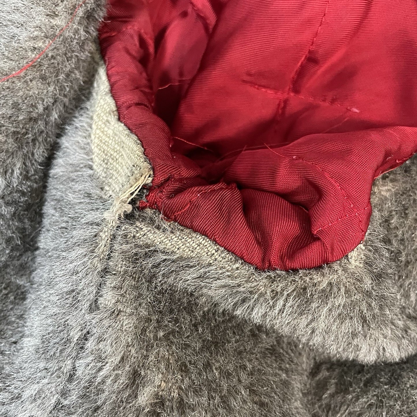 VTG Pendleton Grey Wool Buttoned Fur Lined Collared Coat USA Large L *defects