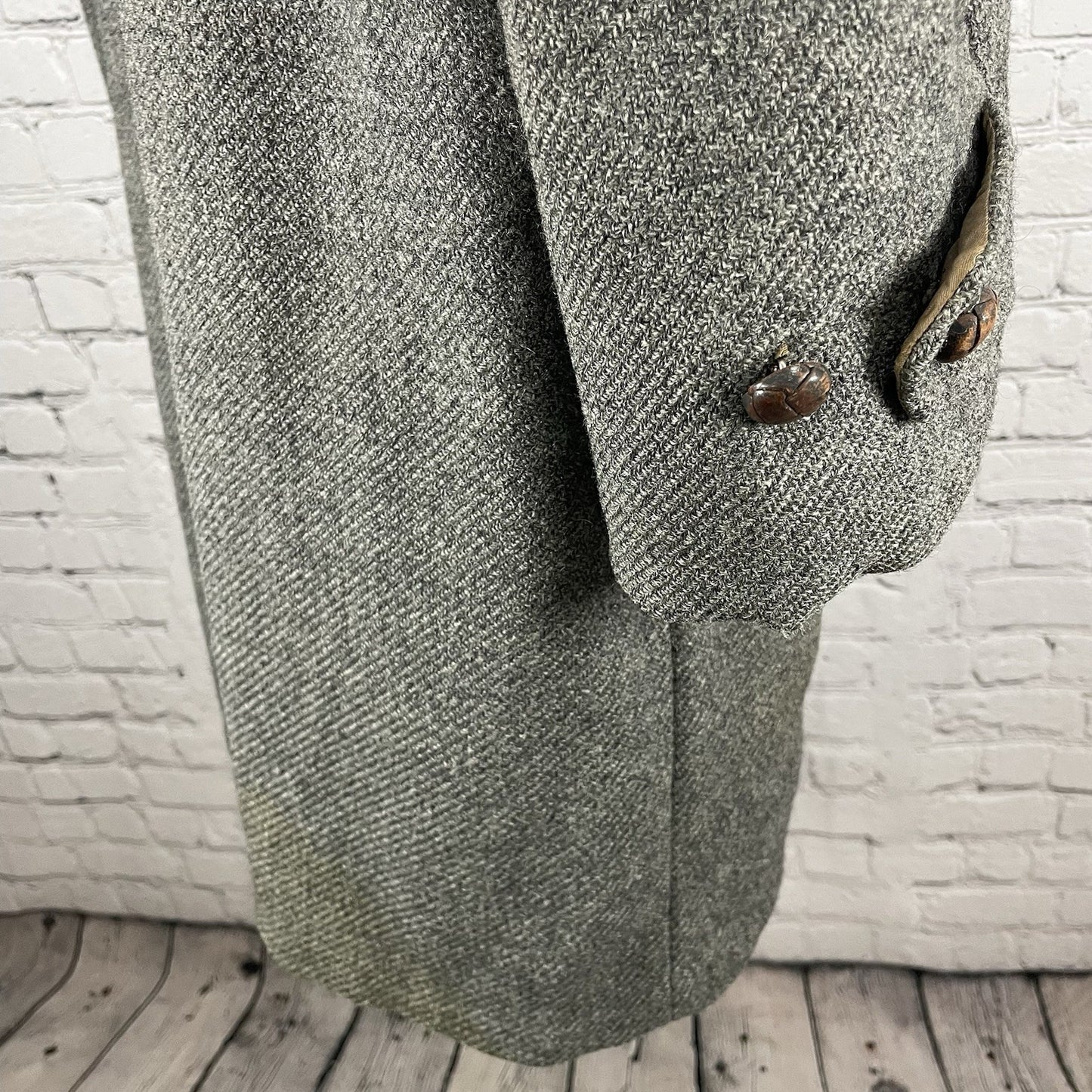 VTG Pendleton Grey Wool Buttoned Fur Lined Collared Coat USA Large L *defects