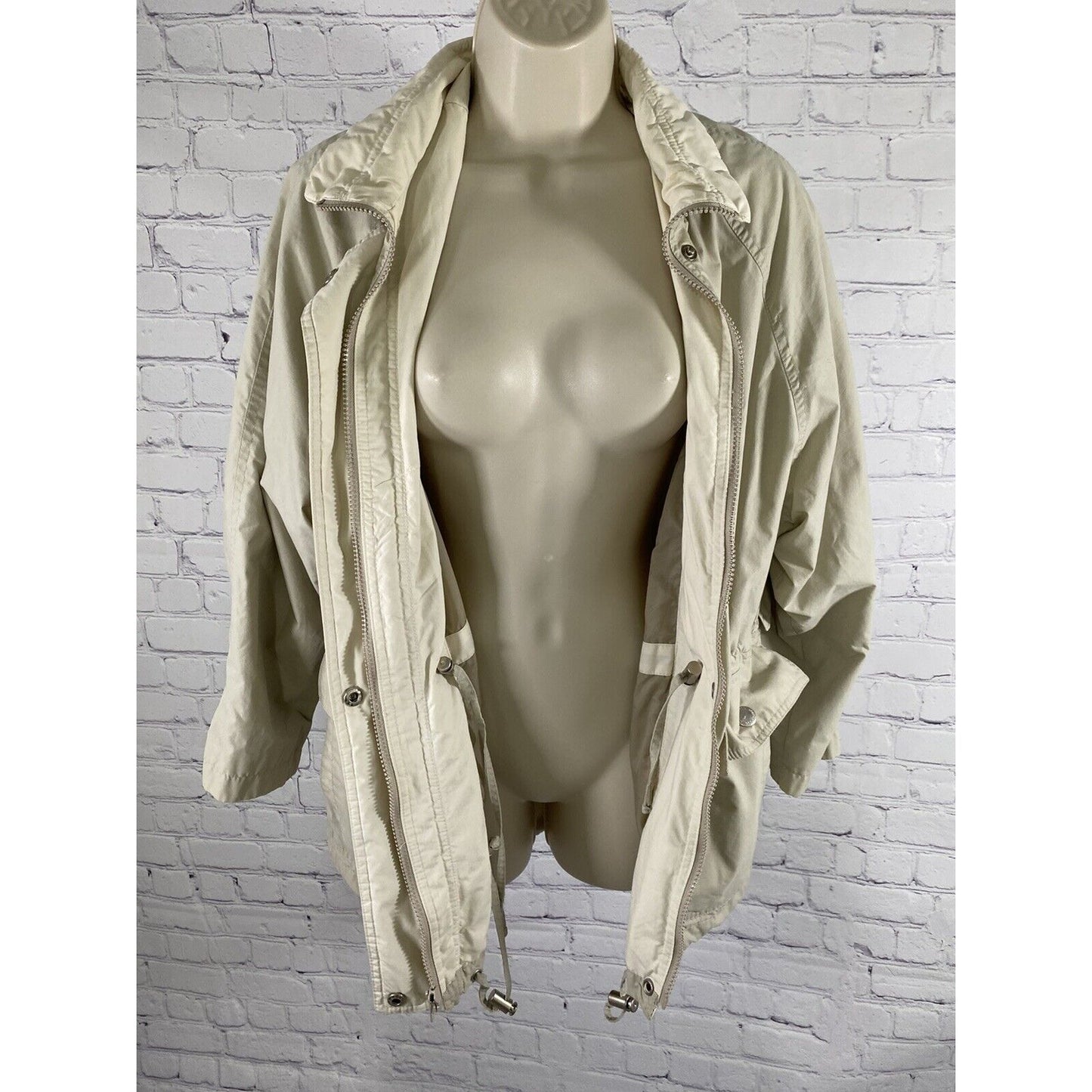 London Fog Tan Zip Collared Elastic Waist Lightweight Jacket Small Petite SP