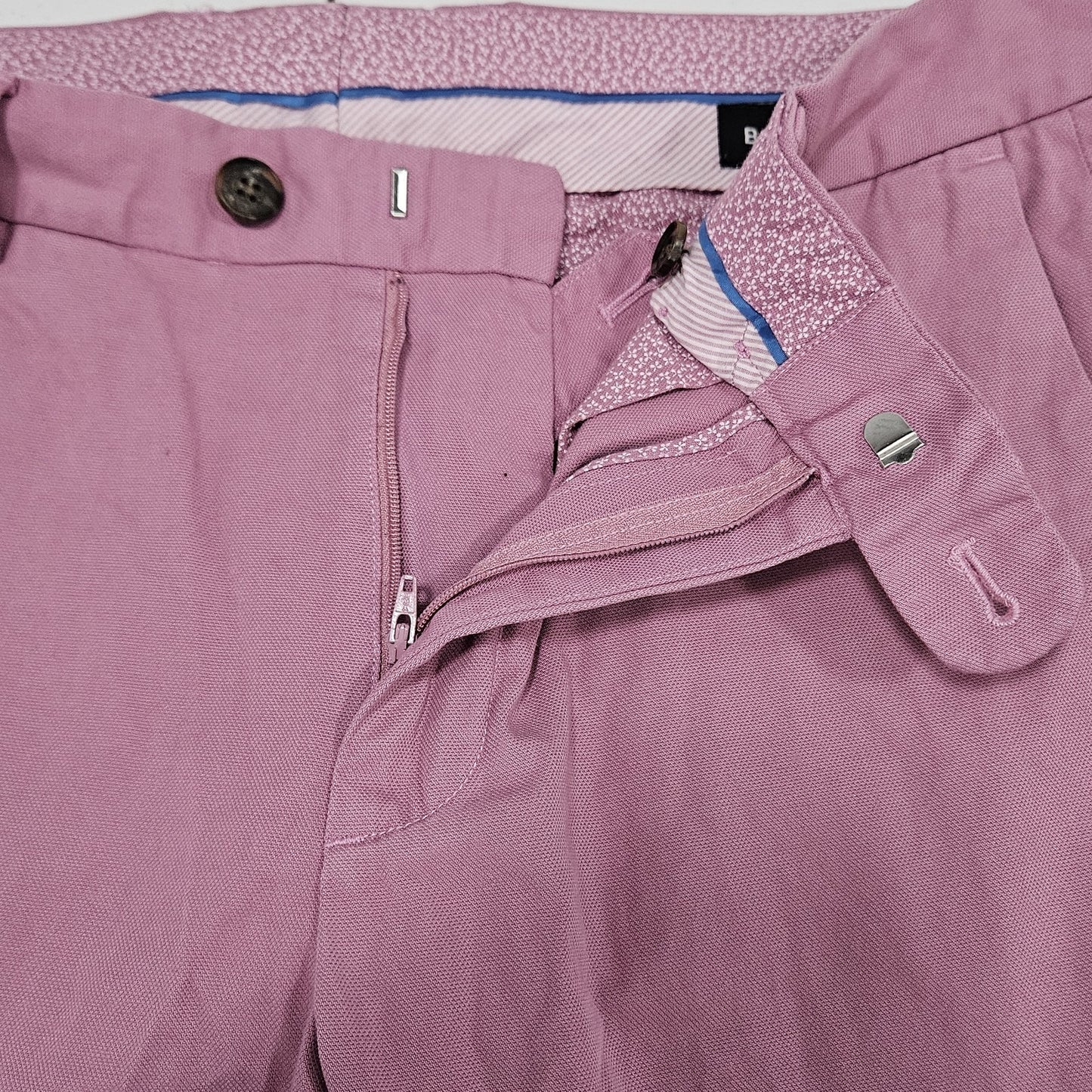 Bonobos Pink Slim Taper Cotton Stretch Flat Front Slash Pocket Chino Pants 33x32