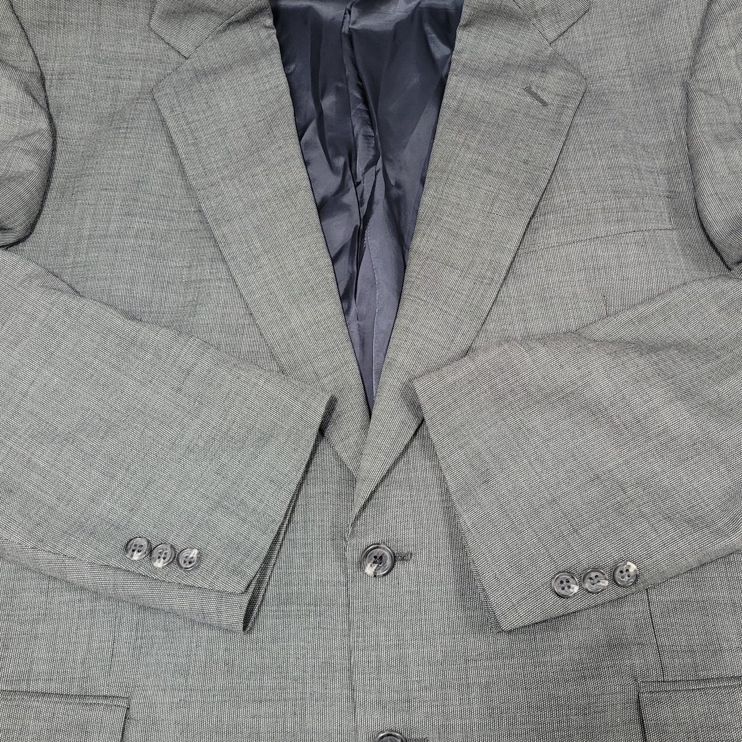 Norman Hilton Grey Tailored 2 Button Ventless Blazer Sport Coat USA Made 44R