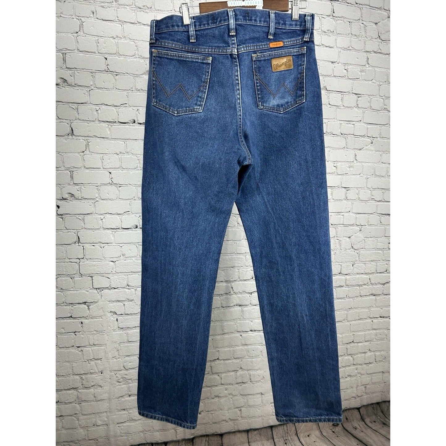 Wrangler 13 Original Flame Resistant Blue 100% Cotton Distressed Jeans (34X36)