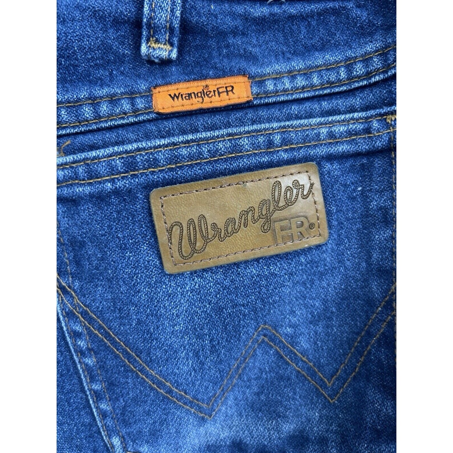 Wrangler 13 Original Flame Resistant Blue 100% Cotton Distressed Jeans (34X36)