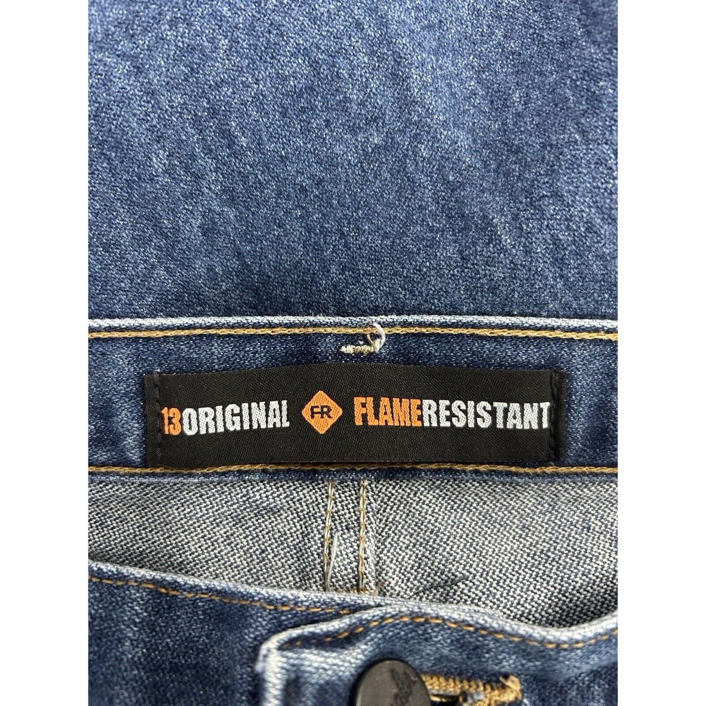 Wrangler 13 Original Flame Resistant Blue 100% Cotton Distressed Jeans (34X36)