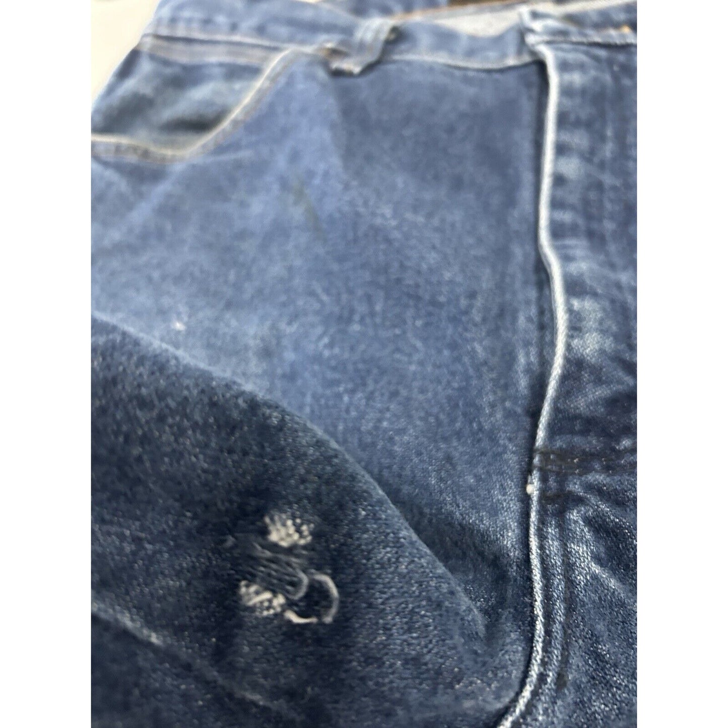 Wrangler 13 Original Flame Resistant Blue 100% Cotton Distressed Jeans (34X36)