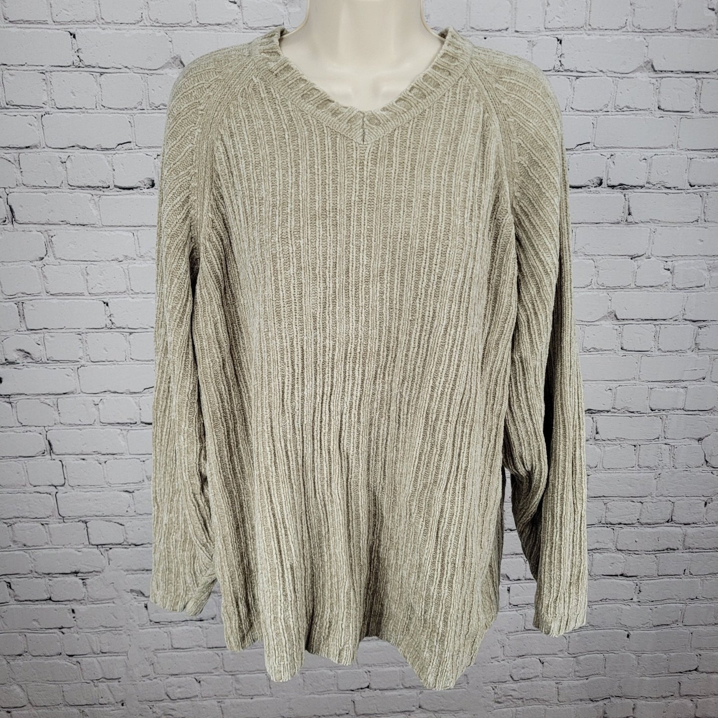 PAZZO Beige Velvety Velour Knit Oversized Pullover Dolman Sweater Size Large L