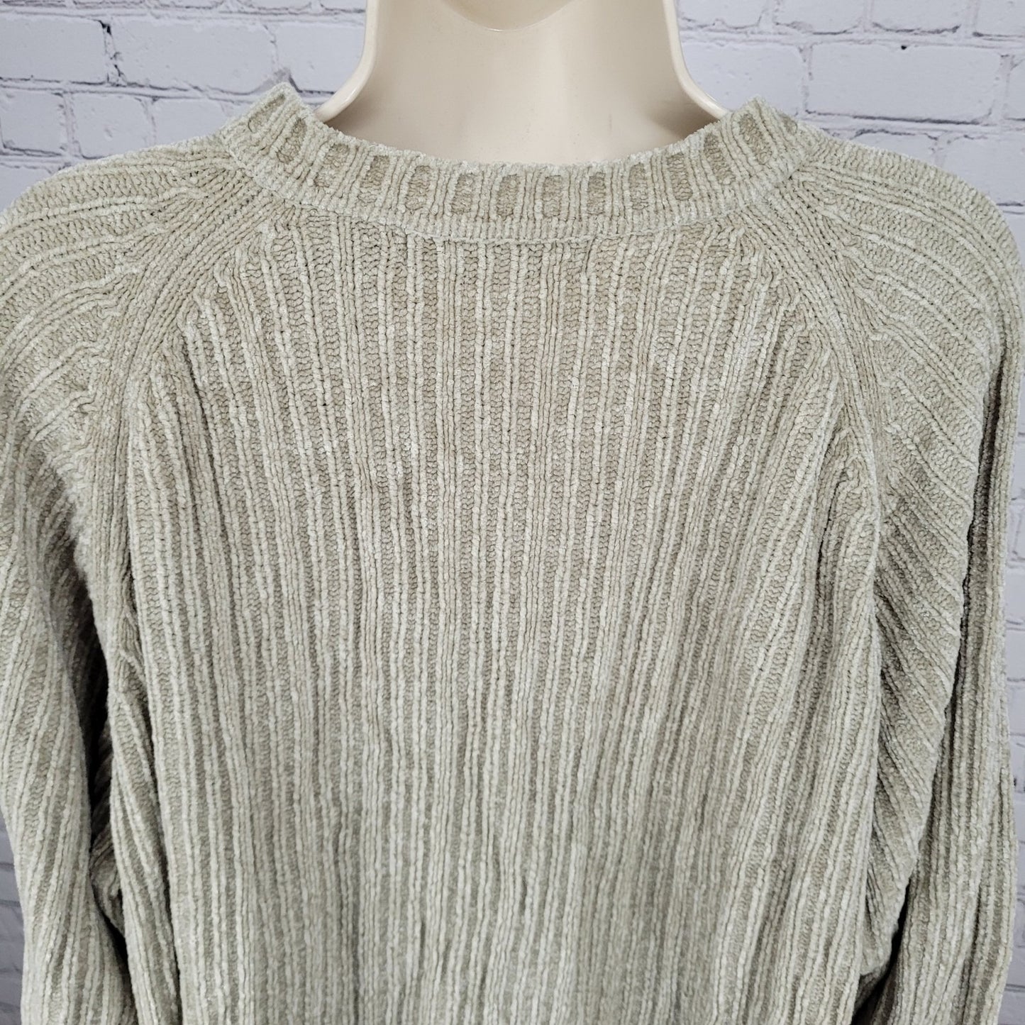 PAZZO Beige Velvety Velour Knit Oversized Pullover Dolman Sweater Size Large L