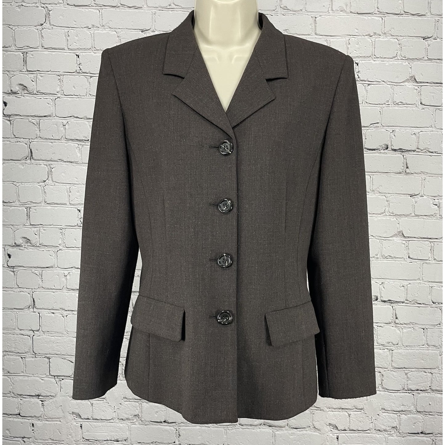 Lineaemme Brown Virgin Wool Blend 4 Button Blazer Jacket Italy Made Size US 6