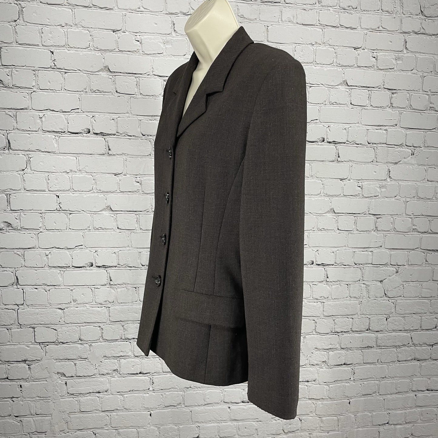 Lineaemme Brown Virgin Wool Blend 4 Button Blazer Jacket Italy Made Size US 6