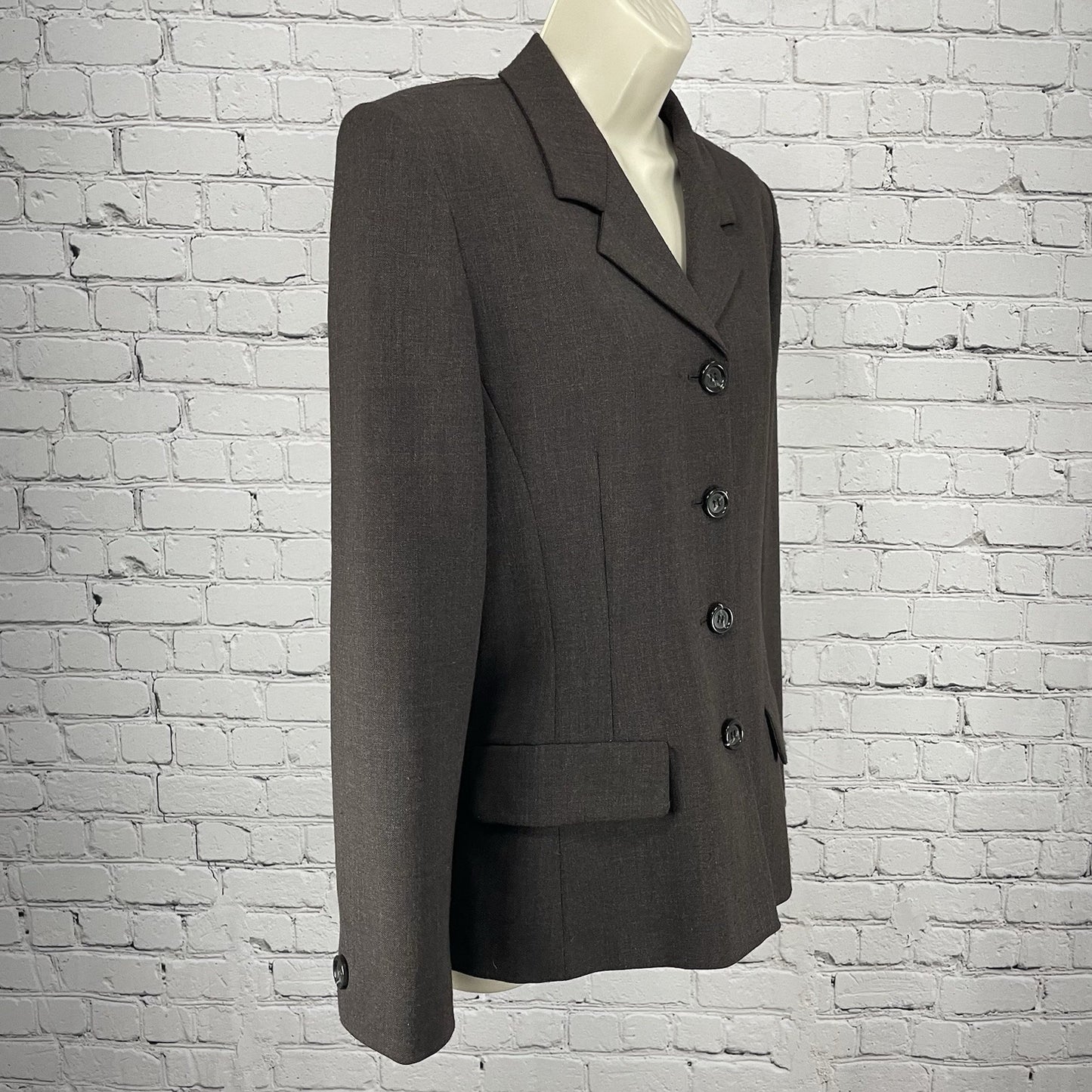 Lineaemme Brown Virgin Wool Blend 4 Button Blazer Jacket Italy Made Size US 6