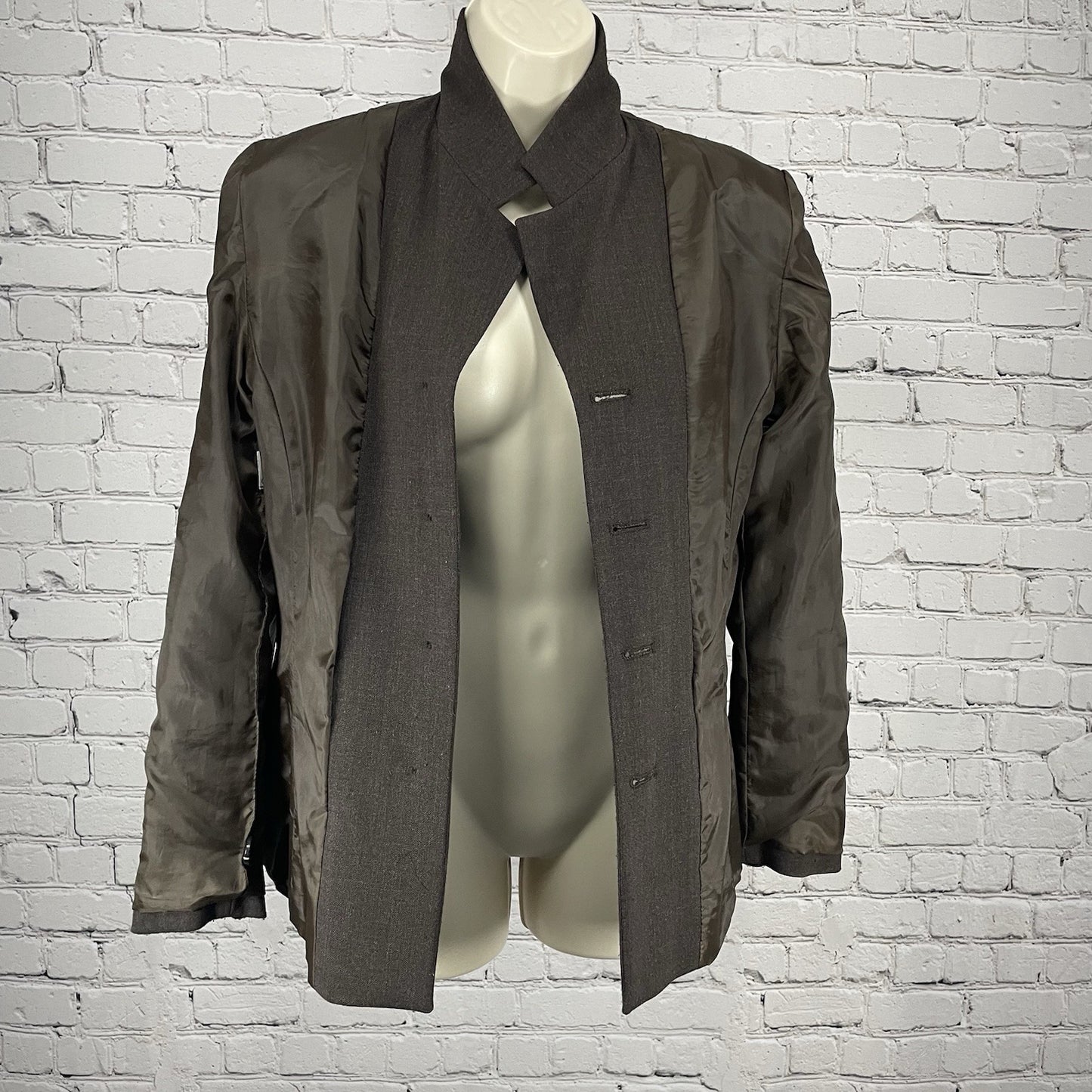 Lineaemme Brown Virgin Wool Blend 4 Button Blazer Jacket Italy Made Size US 6