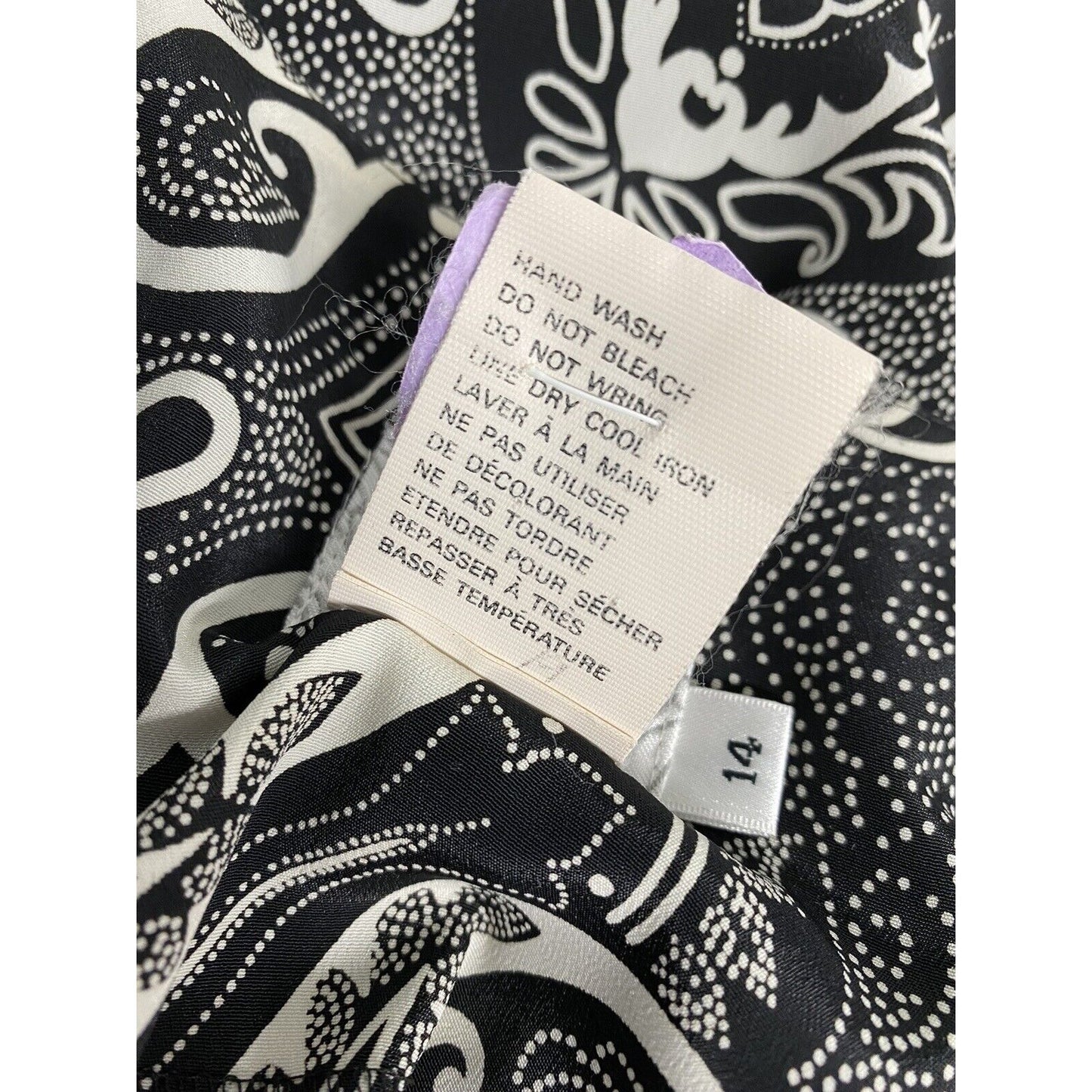 VTG Classics Leslie Fay Black White Paisley Open Front Lightweight Cardigan 14