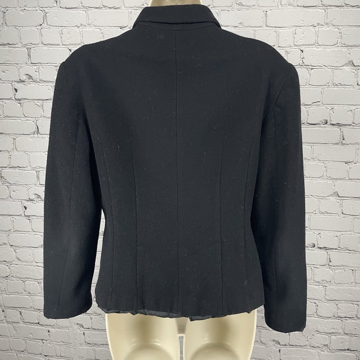 VTG Braebrook Black 100% Wool Zipped Collared Lined Jacket Pockets Size Medium M