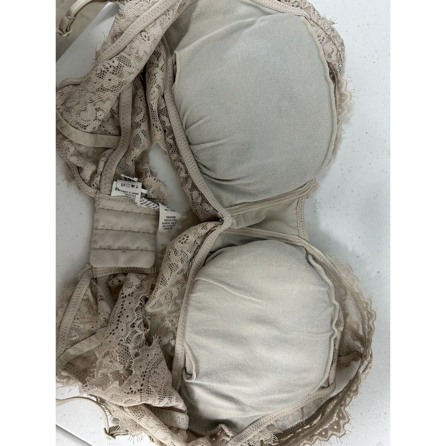 Aerie Gray Lace Lined Wireless Back Close Removable Pads Bralette Bra Women’s M