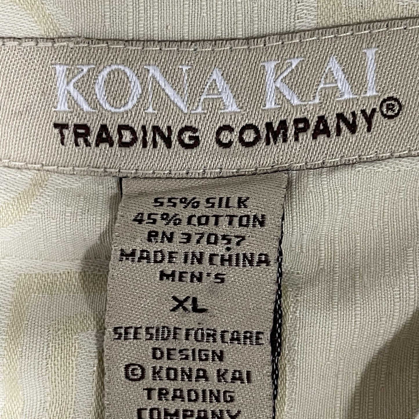 Kona Kai Yellow Silk Blend Hawaiian Floral Button Up Short Sleeve Shirt Size XL