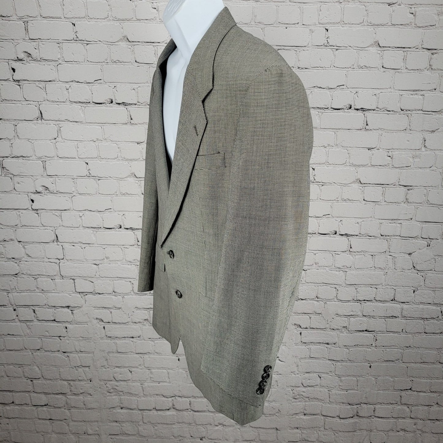 Hart Schaffner & Marx Grey 100% Wool Micron Houndstooth Blazer USA Made Size 40R