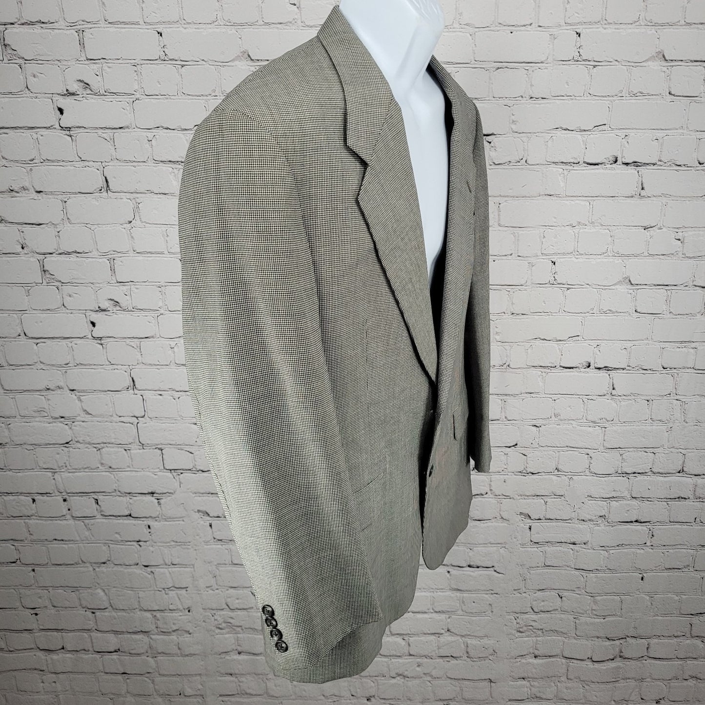 Hart Schaffner & Marx Grey 100% Wool Micron Houndstooth Blazer USA Made Size 40R