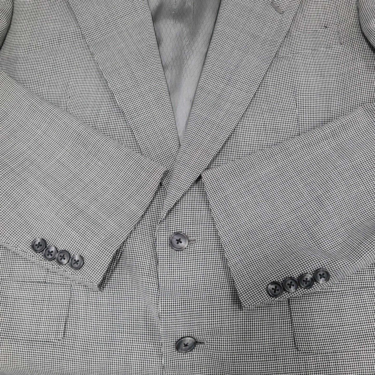 Hart Schaffner & Marx Grey 100% Wool Micron Houndstooth Blazer USA Made Size 40R