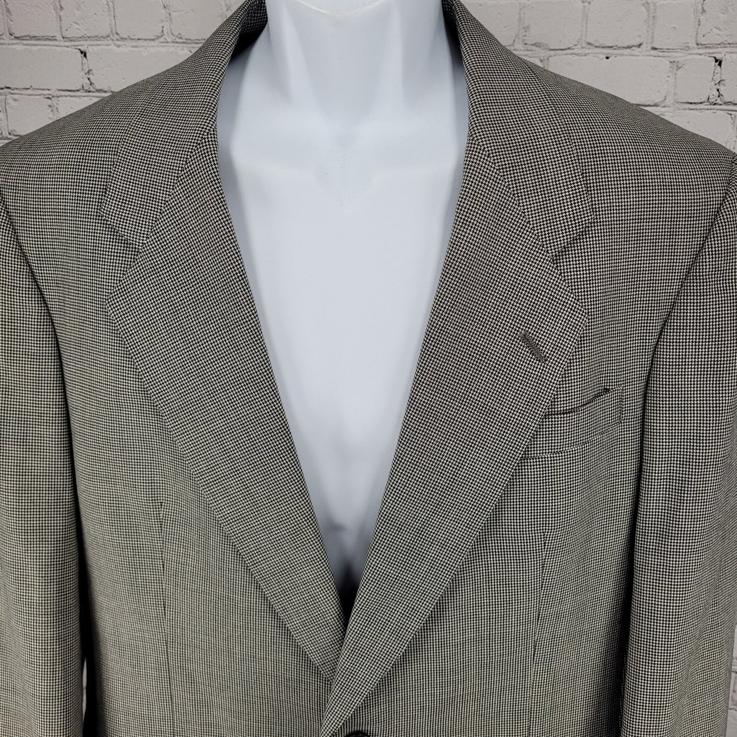 Hart Schaffner & Marx Grey 100% Wool Micron Houndstooth Blazer USA Made Size 40R