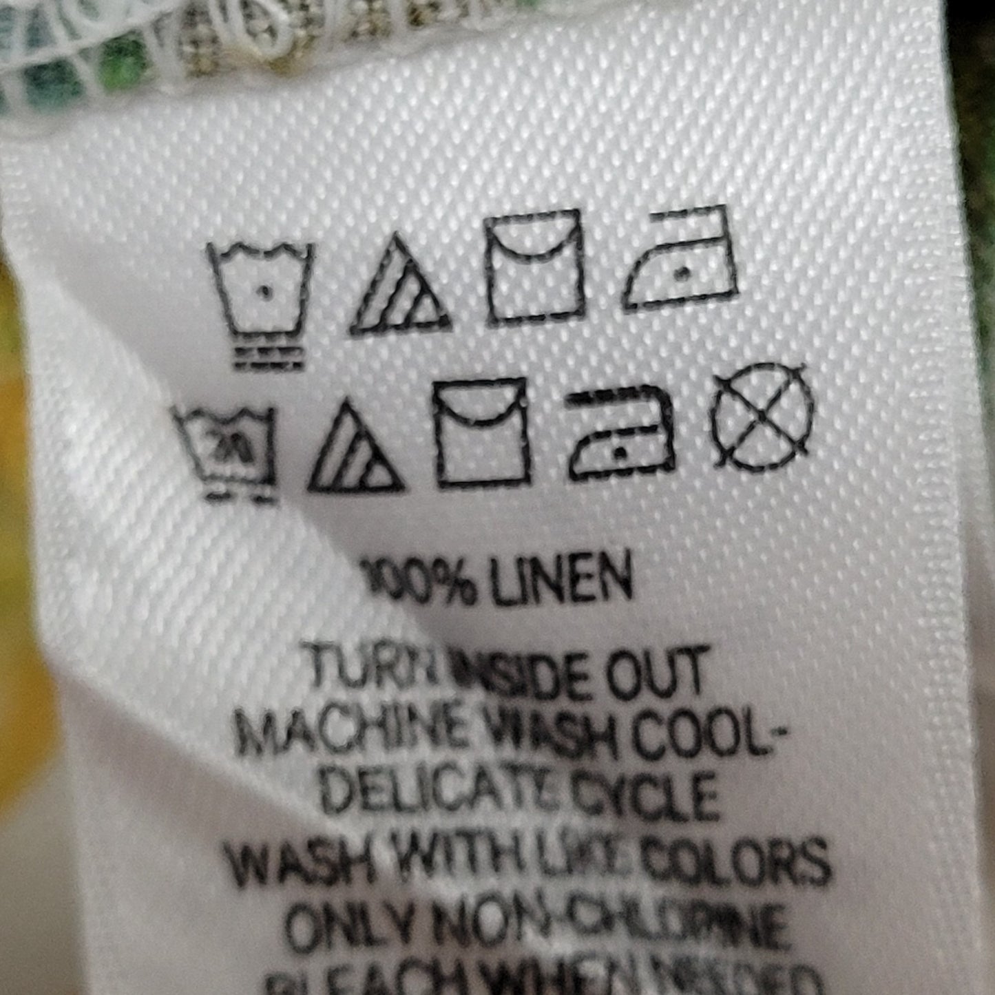 Nicole Miller Multicolor 100% Linen Leaf Print Flutter Sleeve Shift Dress XS