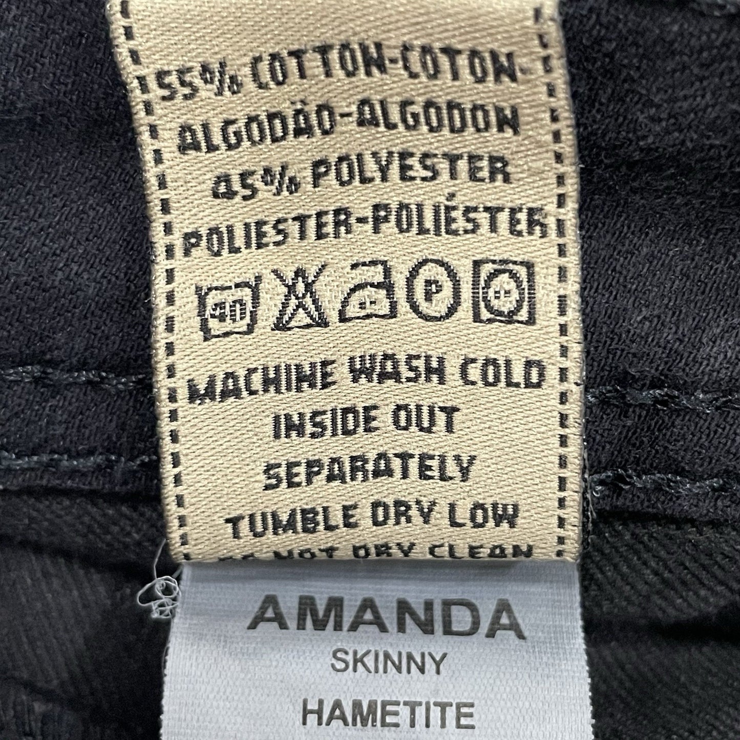 DL1961 Black Denim Amanda Skinny 4 Way Stretch Jeans USA Made Size 26 (27x30.5)