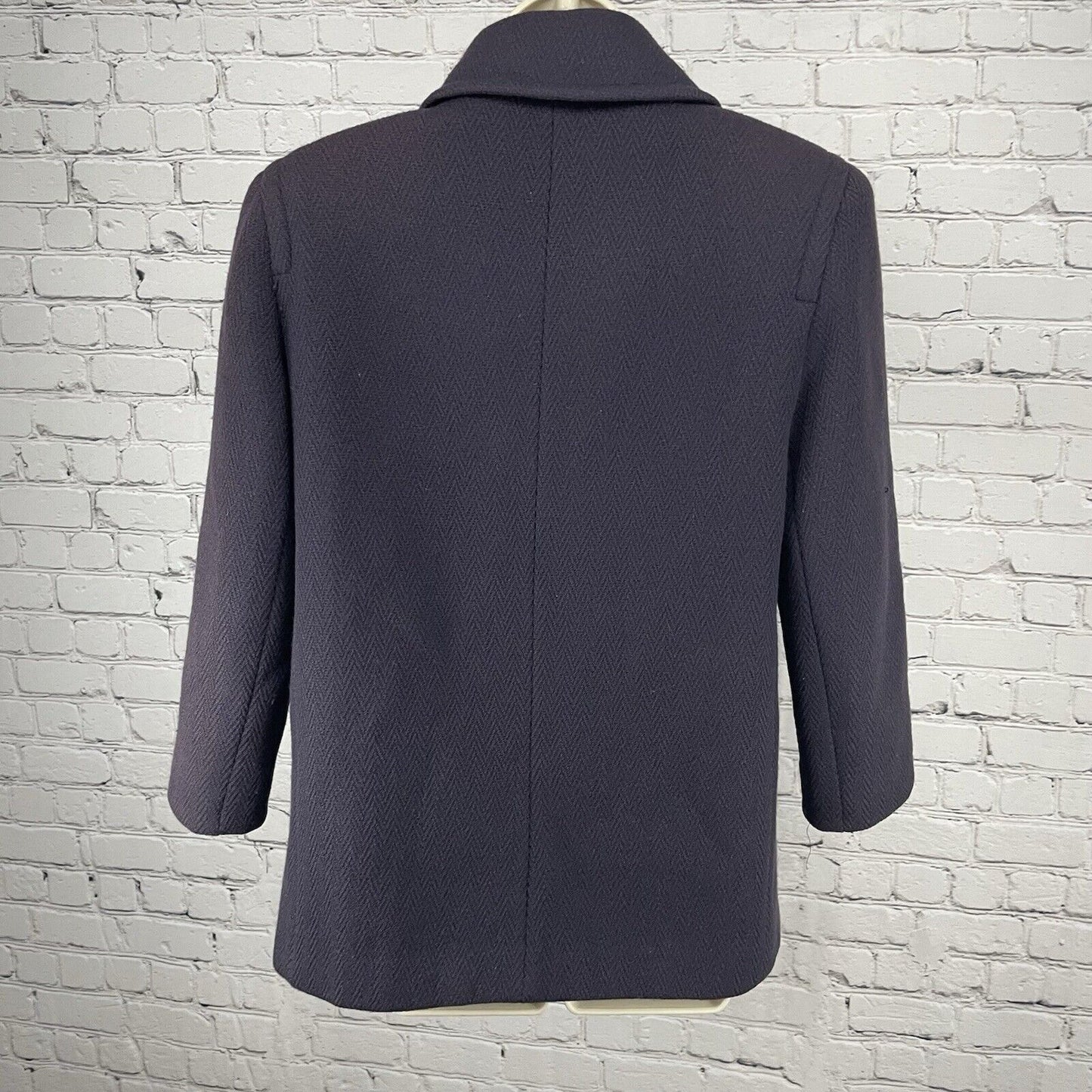 VTG Alorna Purple Wool Double Breast Peacoat Lined Coat USA Petite Medium M