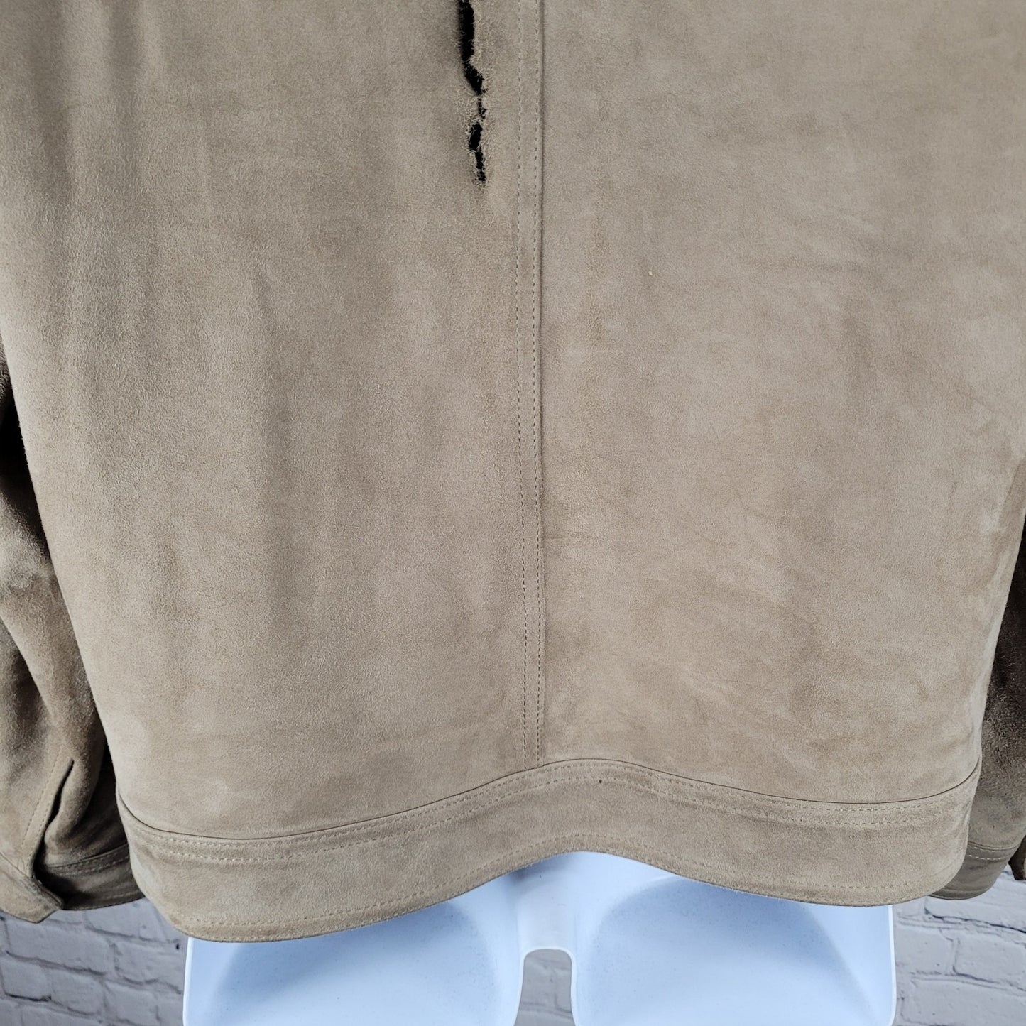 Neiman Marcus Brown Soft Genuine Goat Suede Bemberg Lined Jacket Medium M *tear