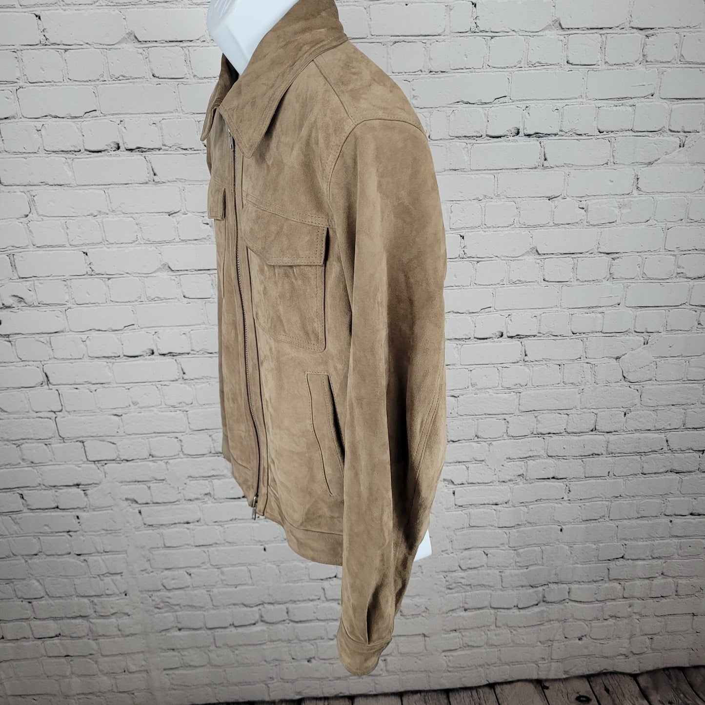 Neiman Marcus Brown Soft Genuine Goat Suede Bemberg Lined Jacket Medium M *tear