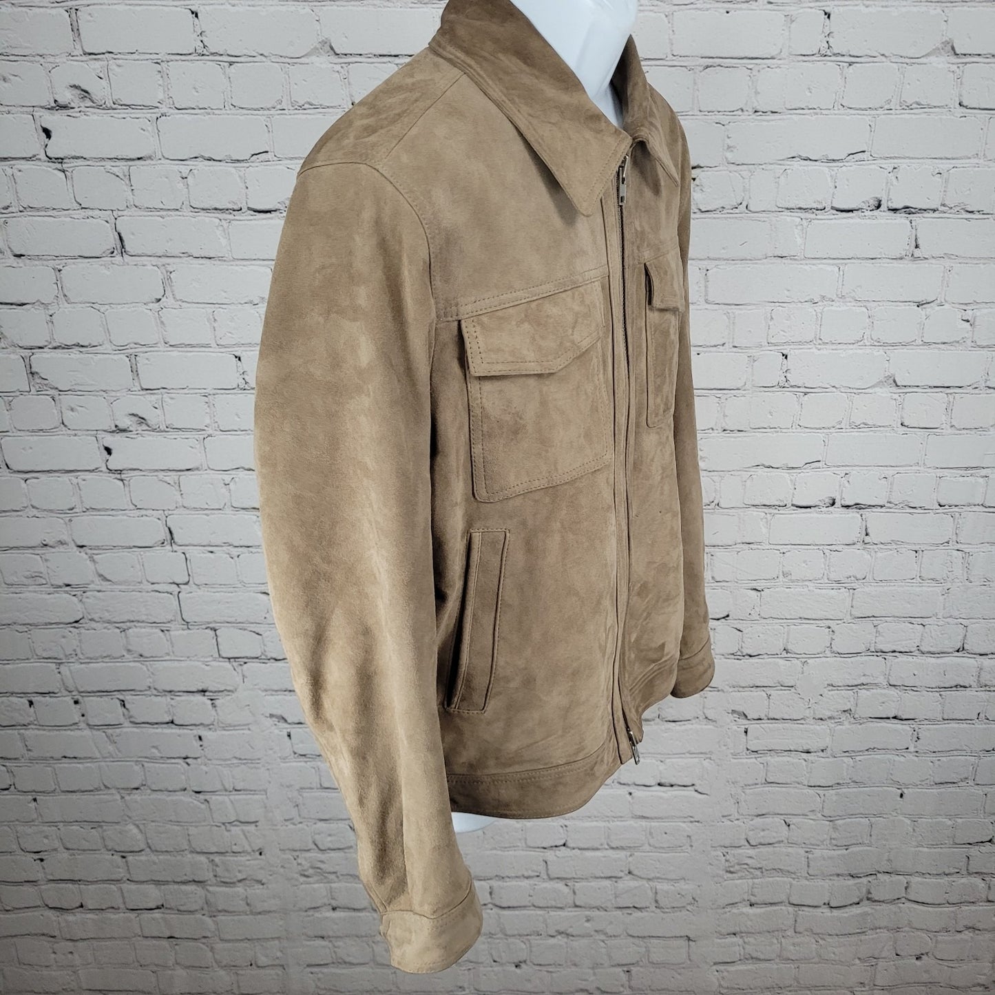 Neiman Marcus Brown Soft Genuine Goat Suede Bemberg Lined Jacket Medium M *tear