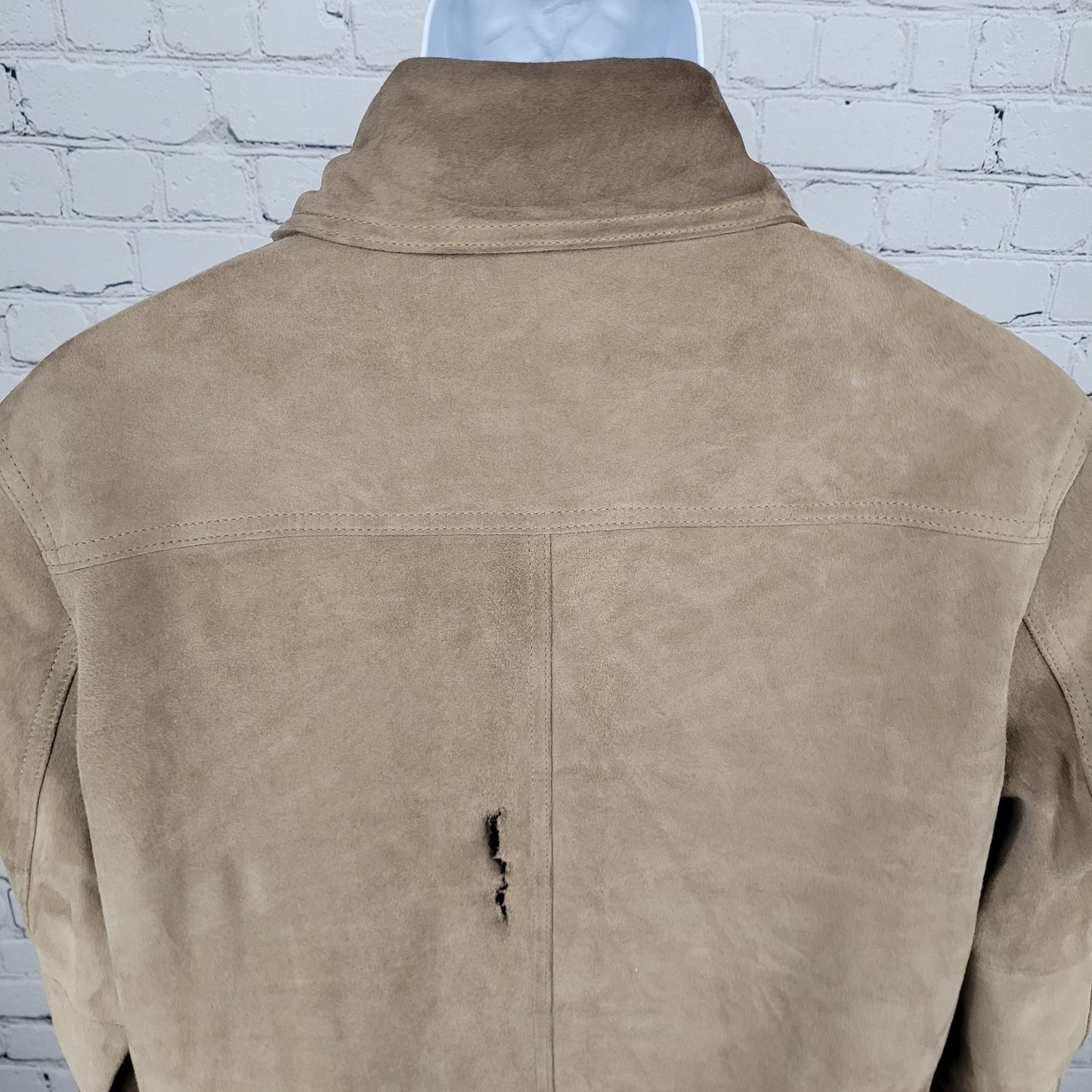 Neiman Marcus Brown Soft Genuine Goat Suede Bemberg Lined Jacket Medium M *tear