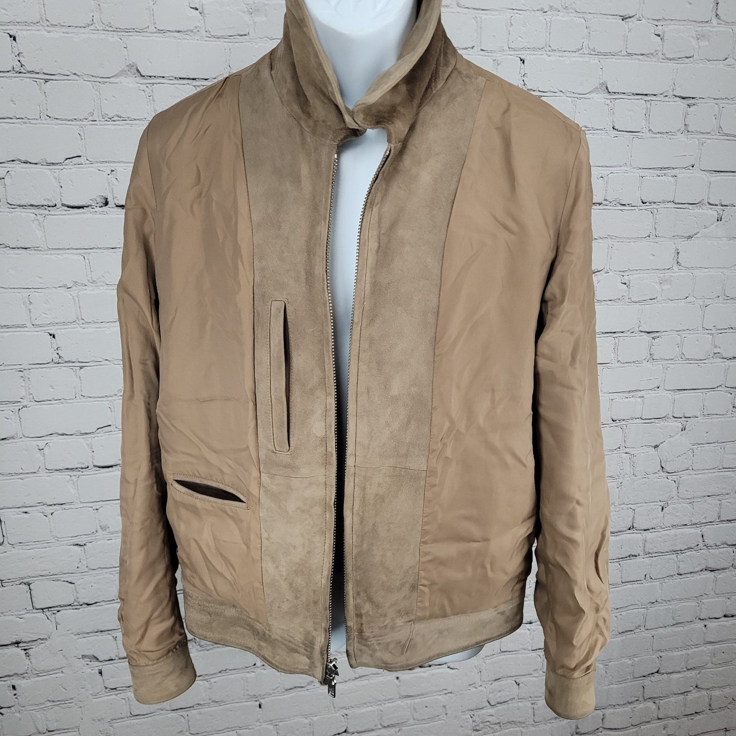 Neiman Marcus Brown Soft Genuine Goat Suede Bemberg Lined Jacket Medium M *tear