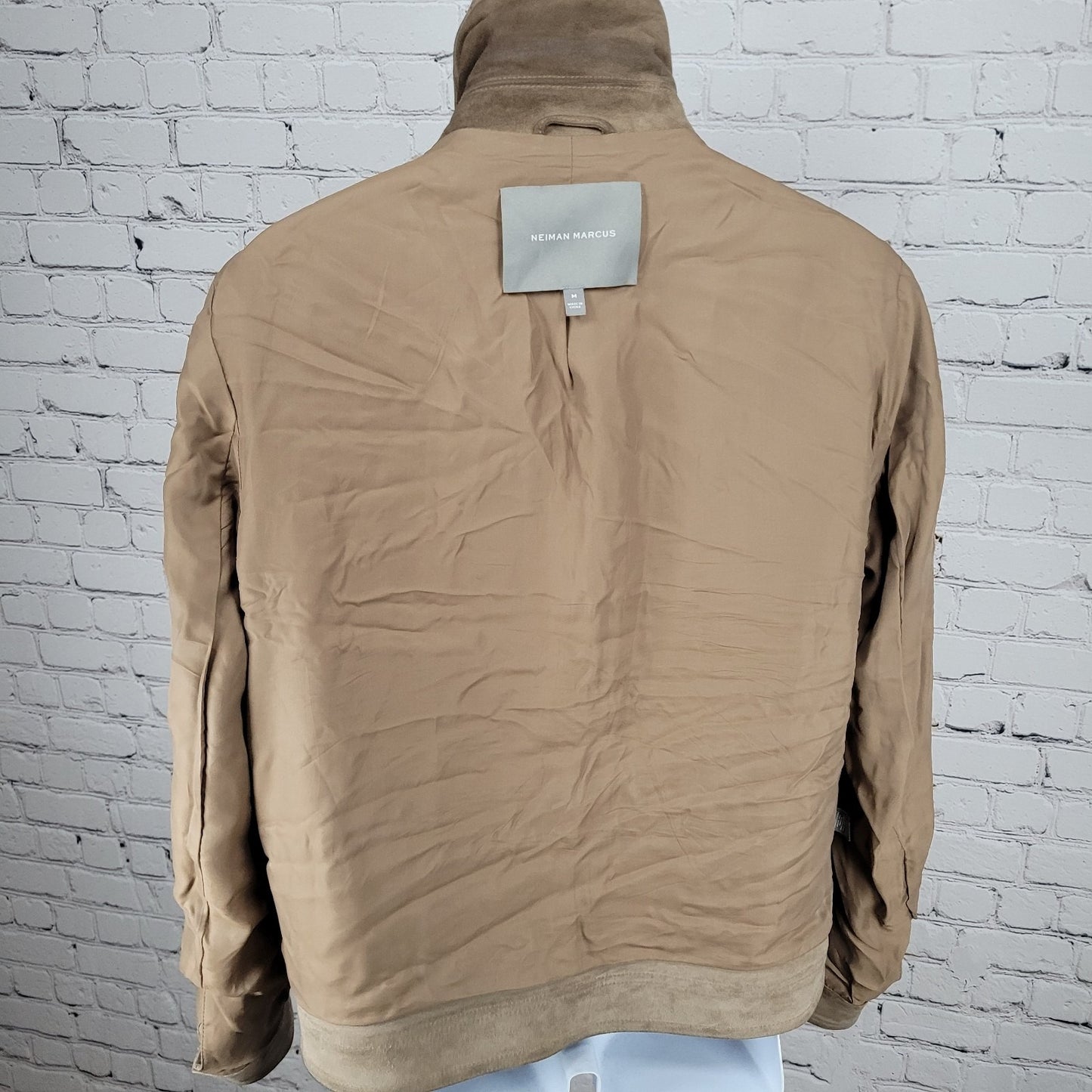 Neiman Marcus Brown Soft Genuine Goat Suede Bemberg Lined Jacket Medium M *tear