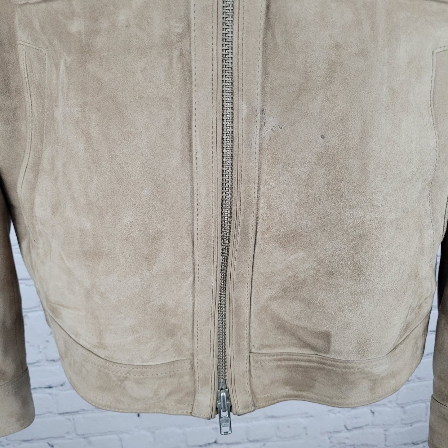 Neiman Marcus Brown Soft Genuine Goat Suede Bemberg Lined Jacket Medium M *tear