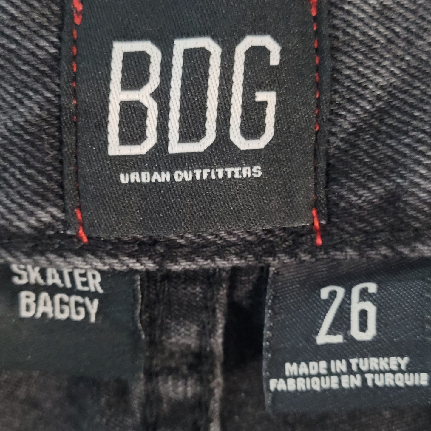 BDG Urban Outfitters Black Denim Skater Baggy Distressed Jeans Size 26 (26x29.5)