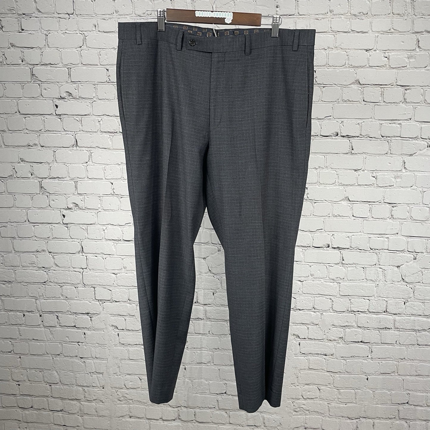 Lauren Ralph Lauren Grey Blue Check Classic Flat Front Dress Pants (38x28.5)