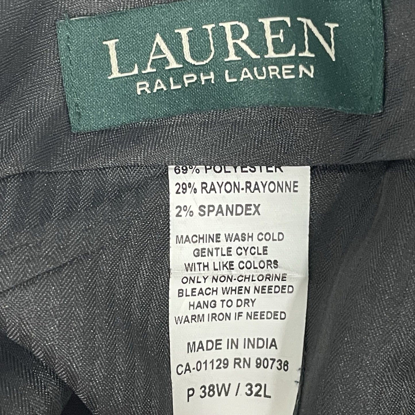Lauren Ralph Lauren Grey Blue Check Classic Flat Front Dress Pants (38x28.5)