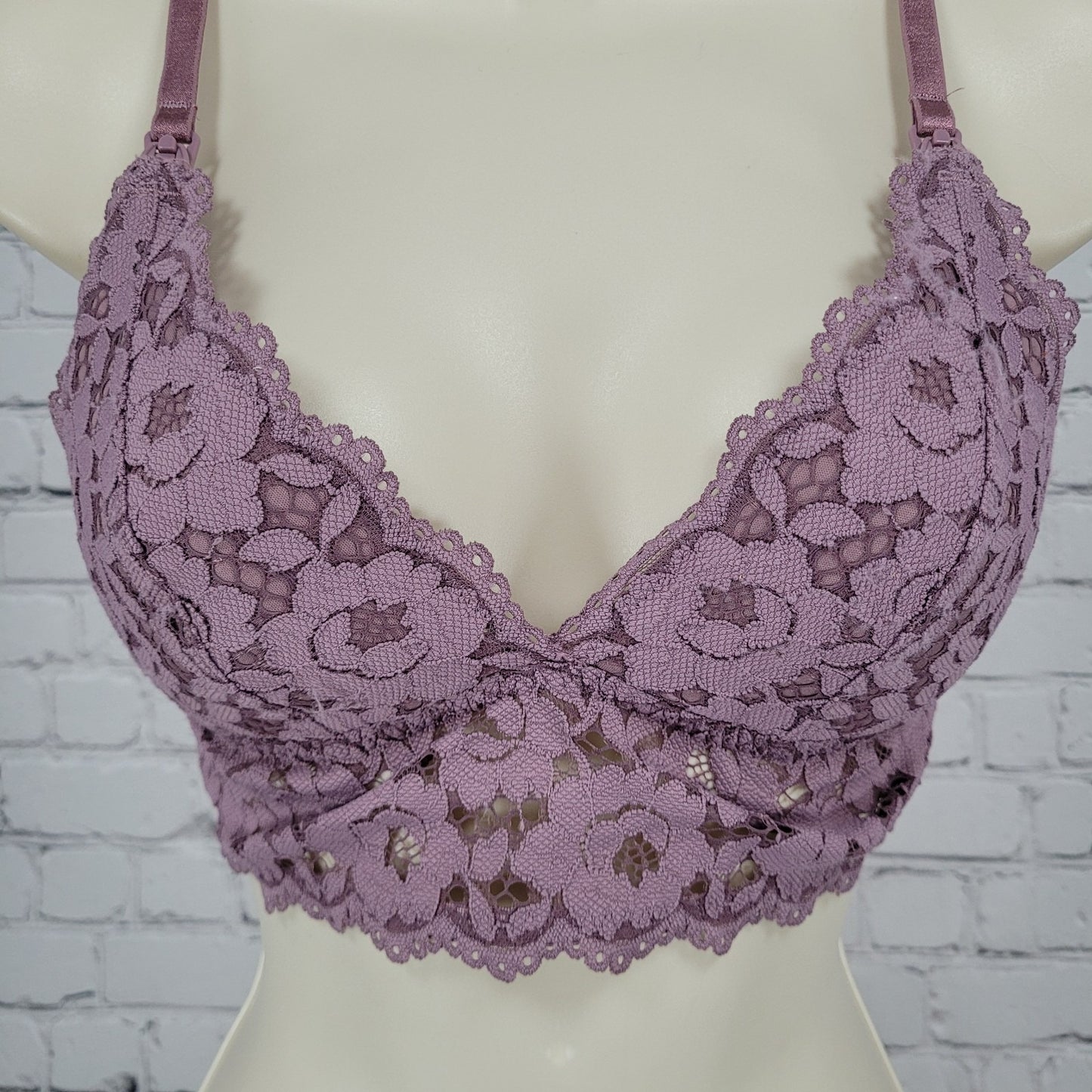 NWT Momanda Orchid Rose Purple Lace Lightly Padded Nursing Bra Size 32C