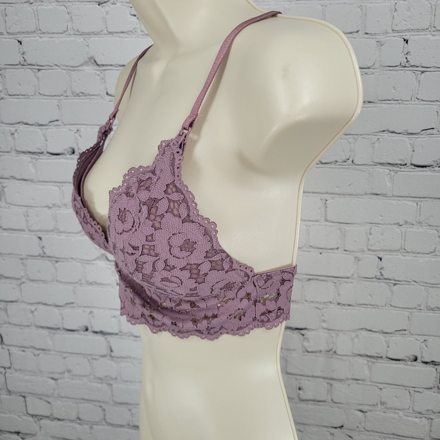NWT Momanda Orchid Rose Purple Lace Lightly Padded Nursing Bra Size 32C