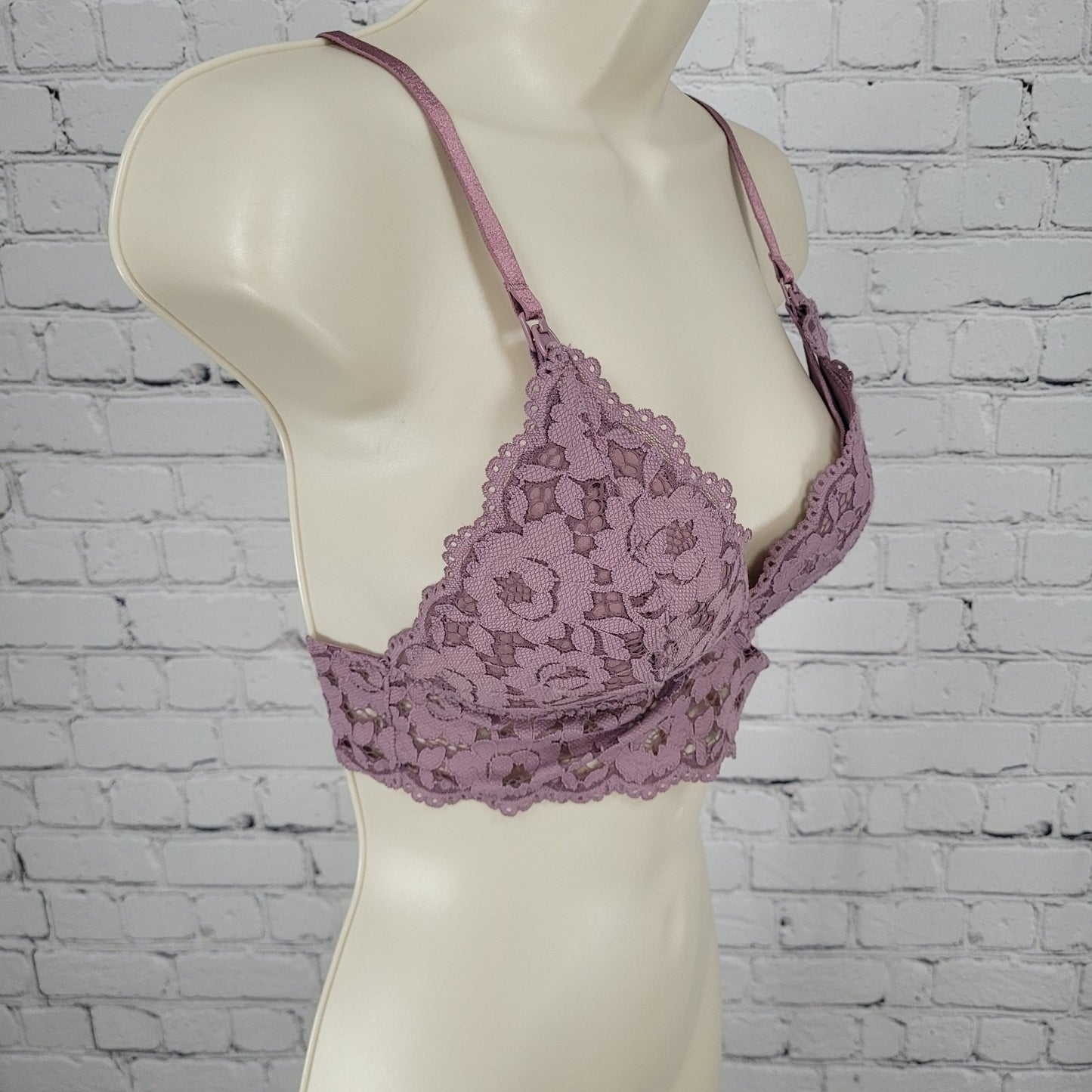 NWT Momanda Orchid Rose Purple Lace Lightly Padded Nursing Bra Size 32C
