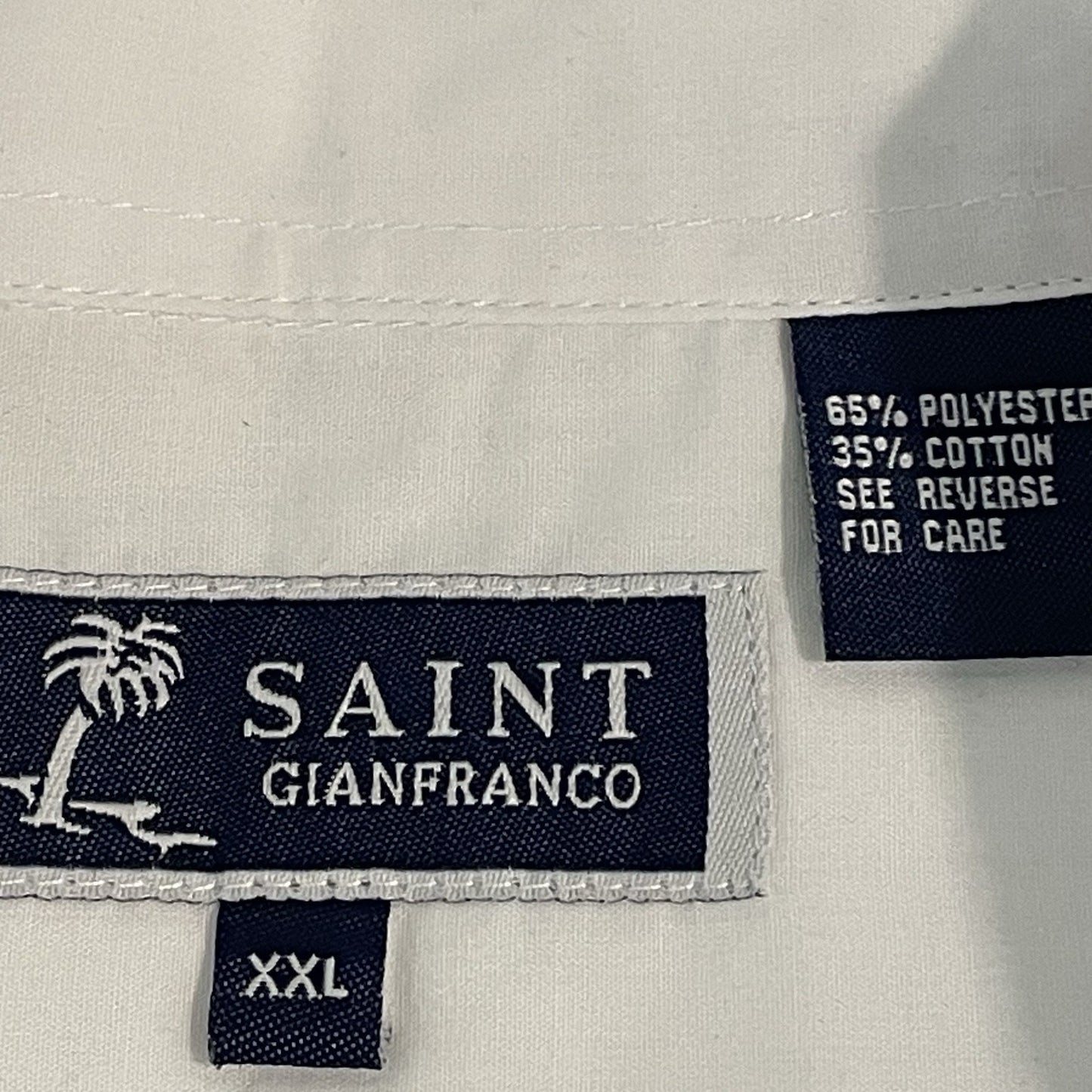 Saint Gianfranco White Guayabera Button Up Collared Lightweight Shirt Size XXL