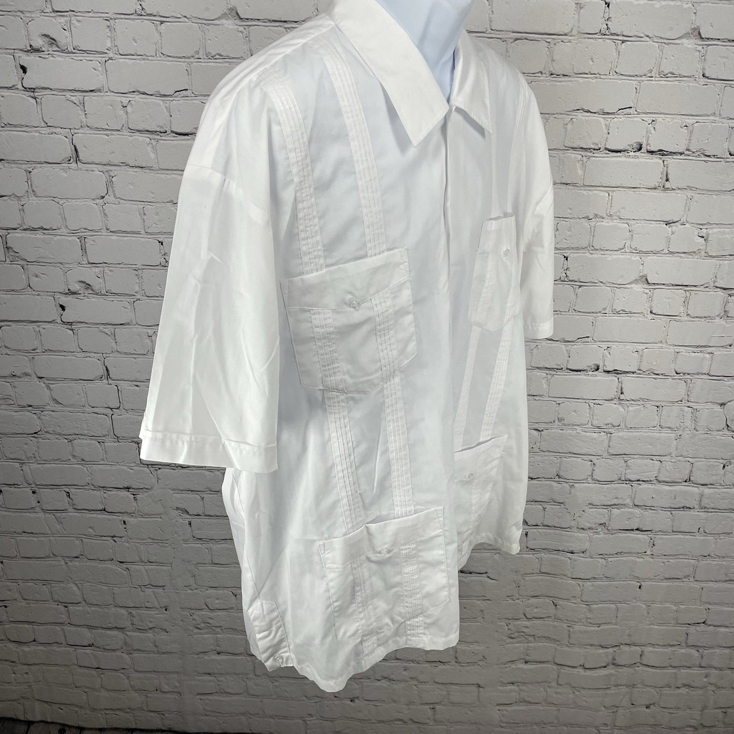 Saint Gianfranco White Guayabera Button Up Collared Lightweight Shirt Size XXL