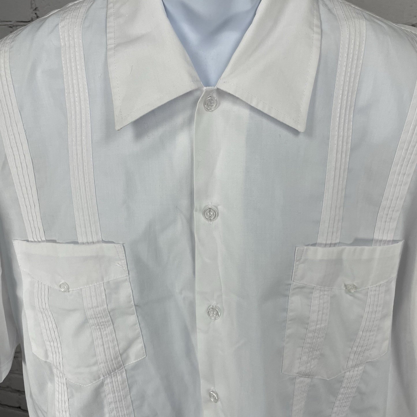 Saint Gianfranco White Guayabera Button Up Collared Lightweight Shirt Size XXL