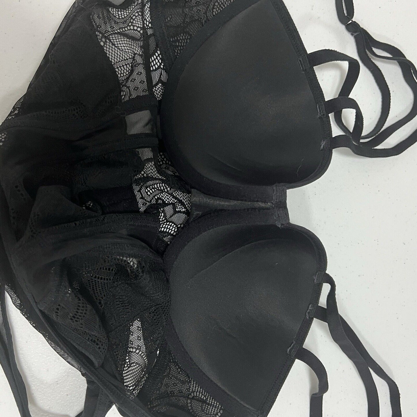 Cassandra Intimates Black Sheer Lace Bodysuit One Piece Teddy Thong Small S