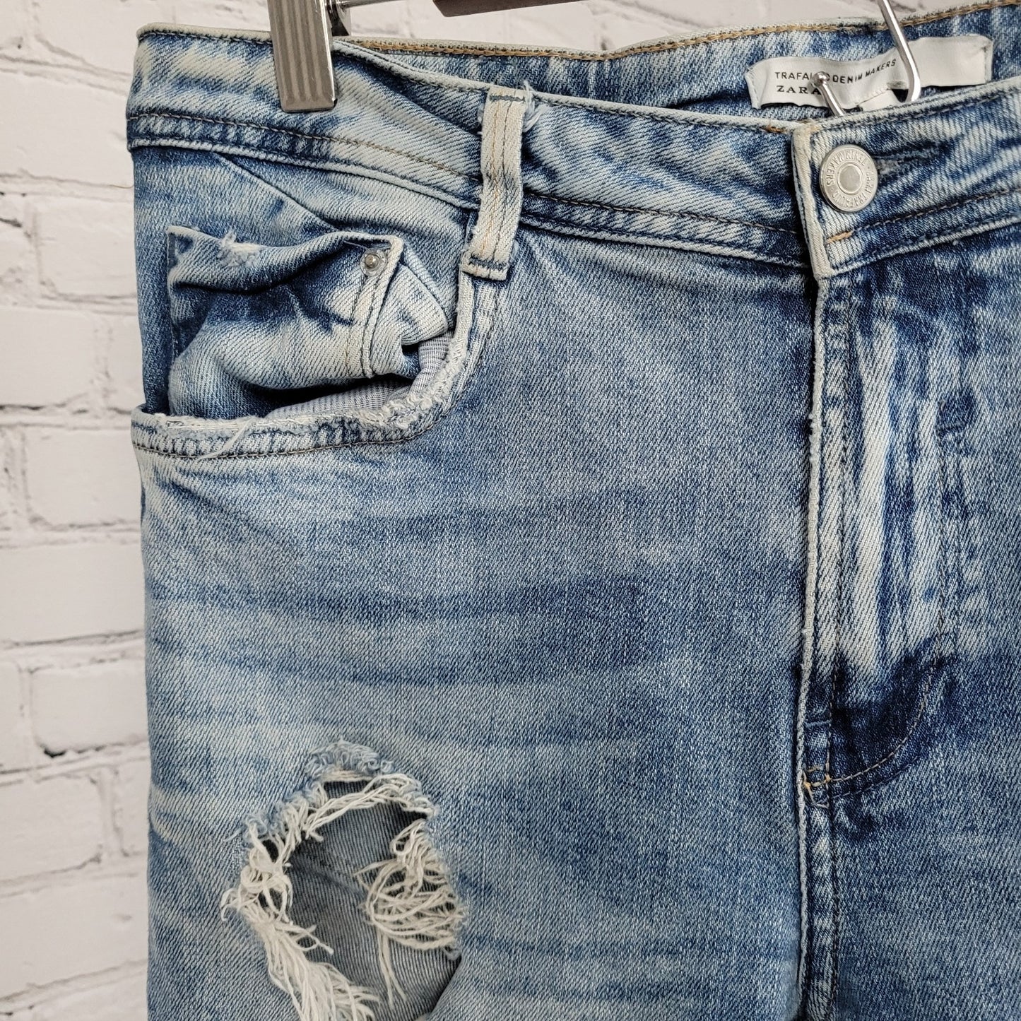 Trafaluc Denim Makers Zara Distressed Mid Rise Stretch Jeans Size 8 (31x26)