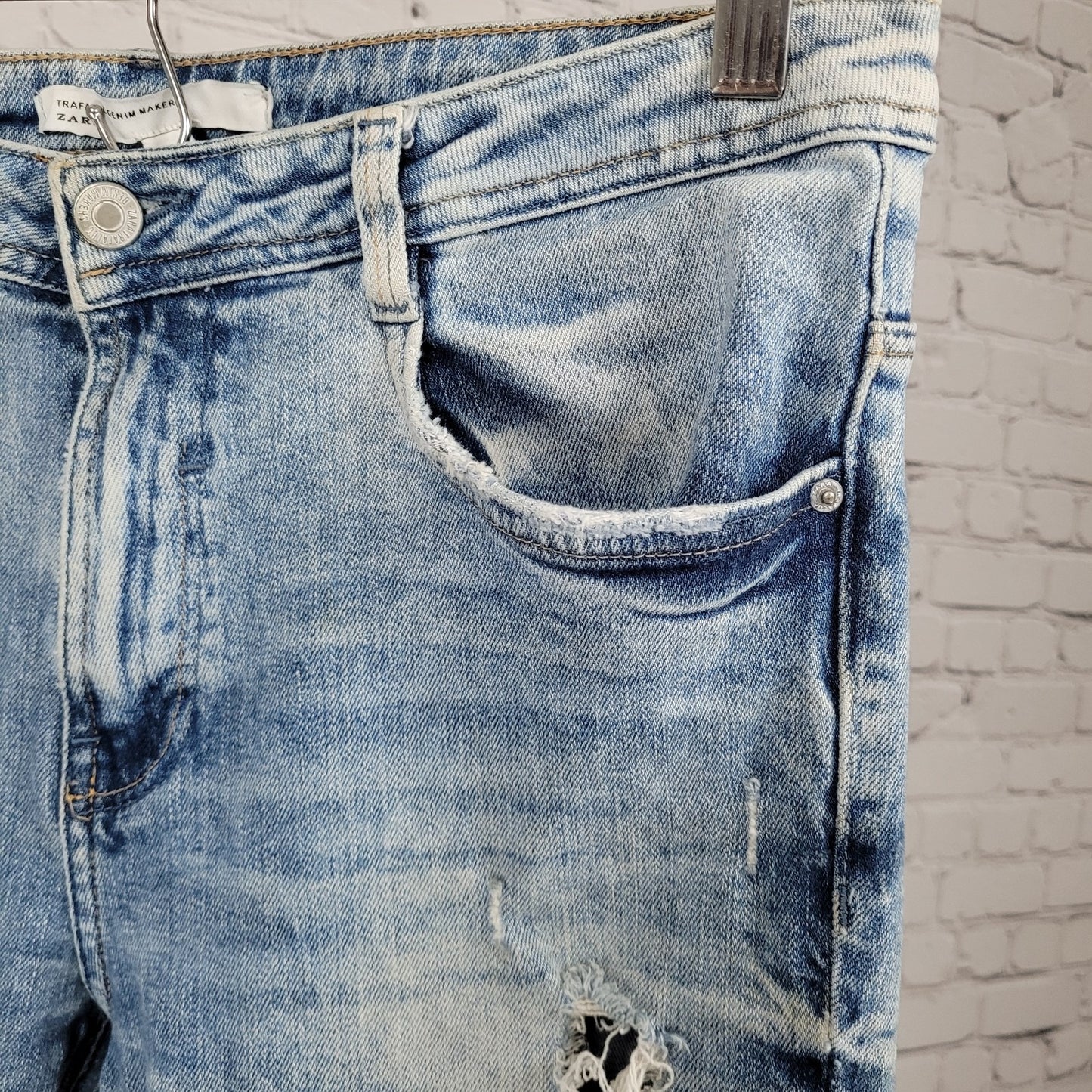 Trafaluc Denim Makers Zara Distressed Mid Rise Stretch Jeans Size 8 (31x26)