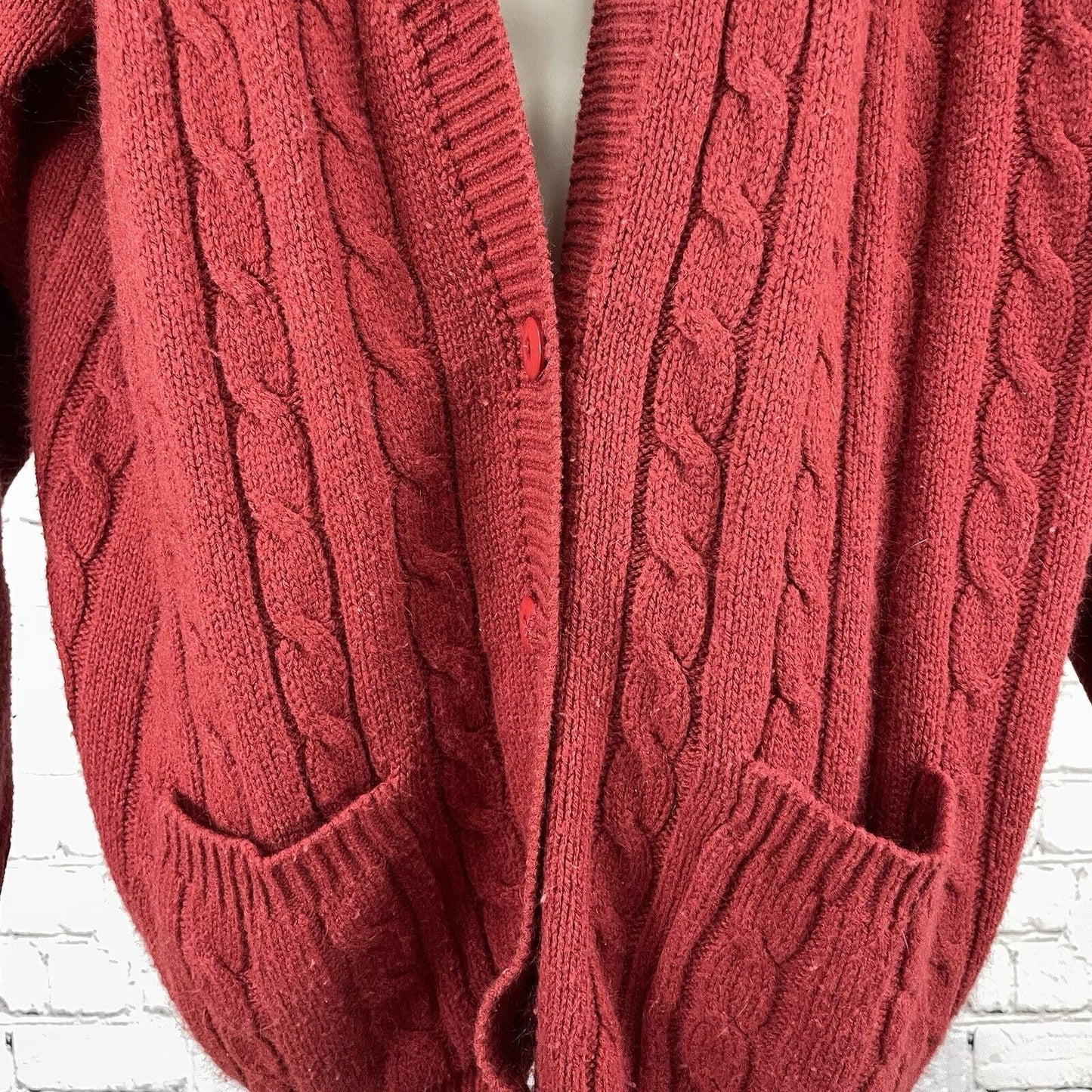 Kazbah Red Chunky Knit Slouchy Cardigan Sweater Button Up Size Large L
