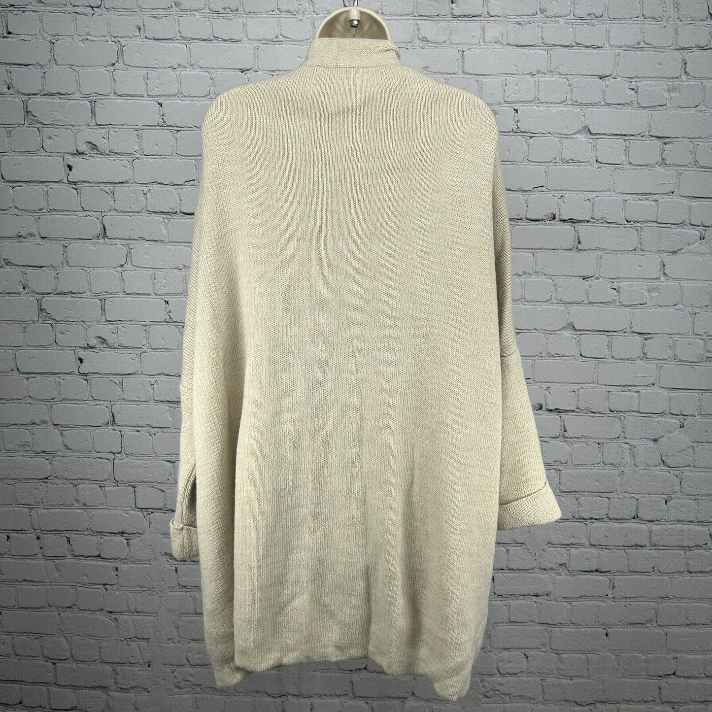 Cocogio Italian Beige Tan 3/4 Sleeve Open Cardigan Sweater With Pockets Size XL