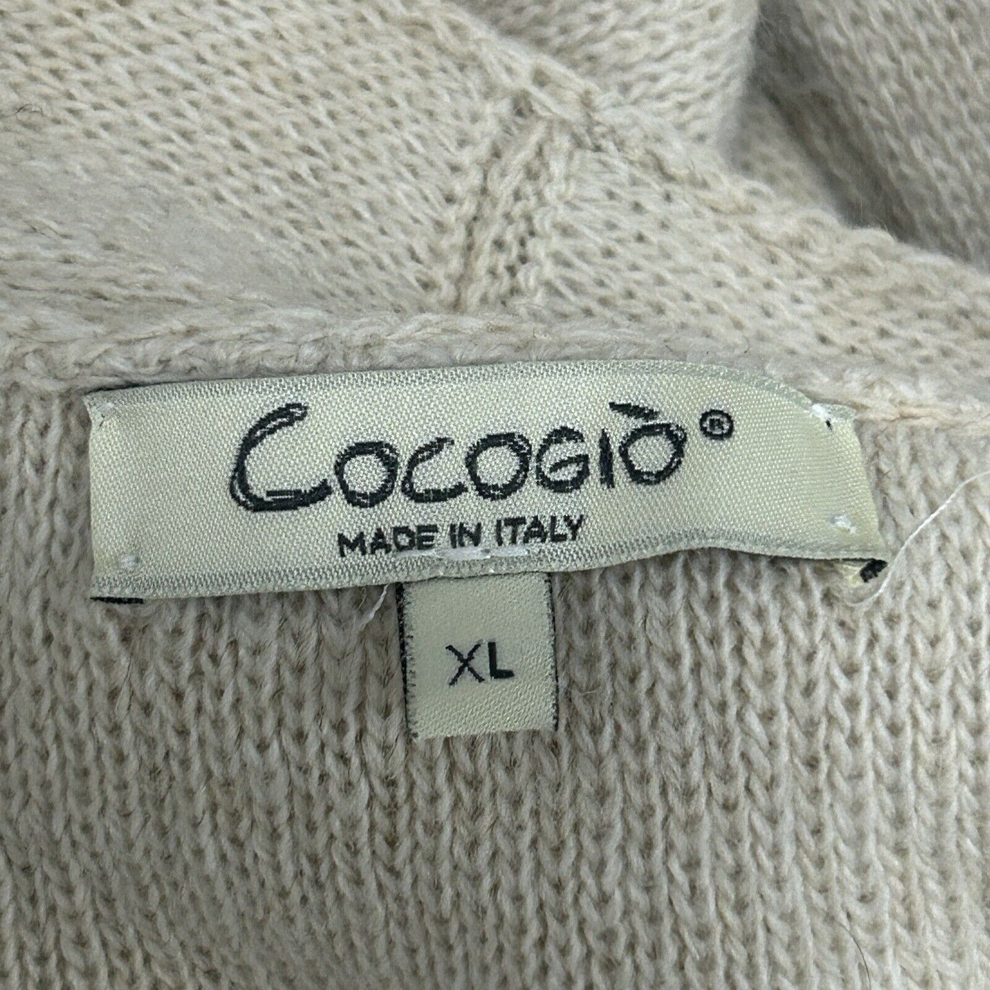 Cocogio Italian Beige Tan 3/4 Sleeve Open Cardigan Sweater With Pockets Size XL