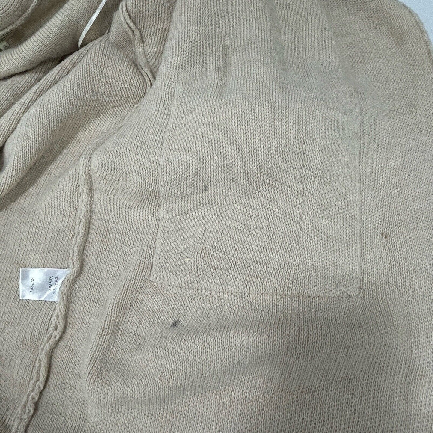 Cocogio Italian Beige Tan 3/4 Sleeve Open Cardigan Sweater With Pockets Size XL