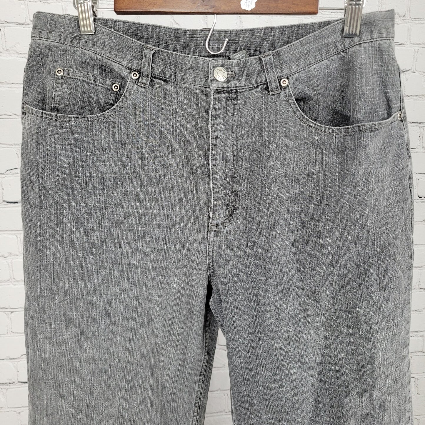Additions By Chico's Grey Wide Leg High Rise Crop Jeans Size 2.5 US 14 (31x21)